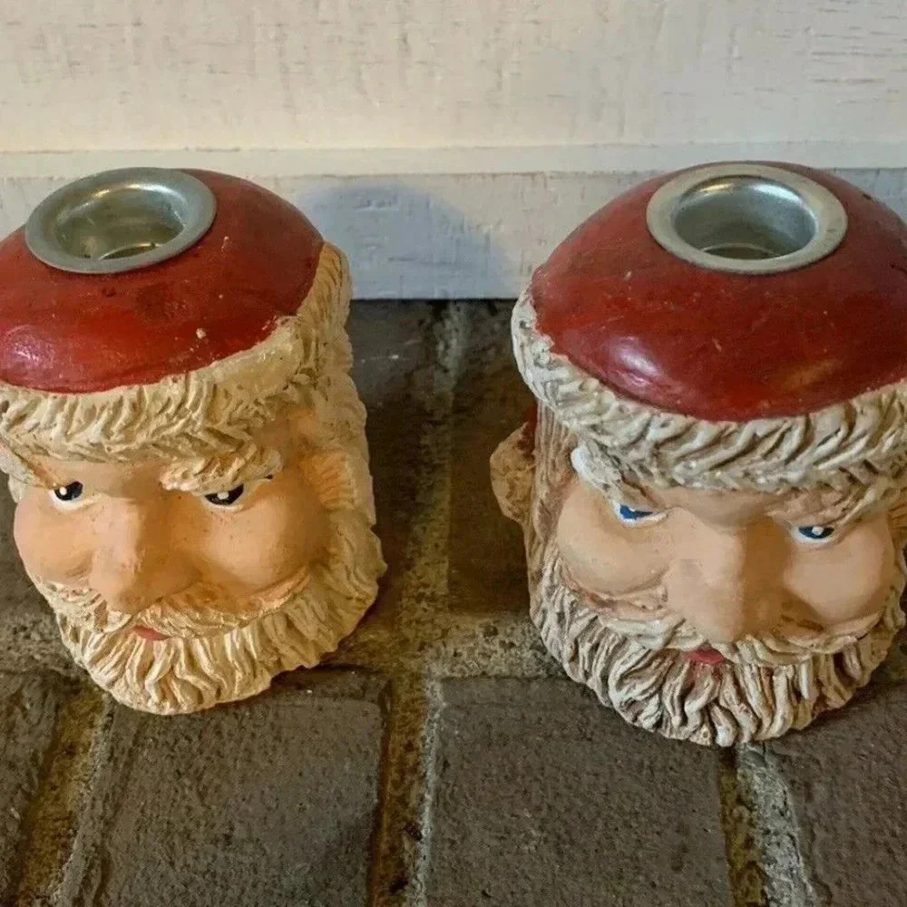 NEW Pair of Classic Santa Christmas Decorative Candle Holder - Picture 2 of 7